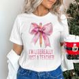 I'm Literally Just a Teacher Pencil Coquette Bow School Unisex T-Shirt, gift for family, gift for coworker