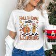 Retro Fall In Love With Learning Autumn Pumpkin Teacher Kids Unisex T-Shirt, gift for family, gift for coworker