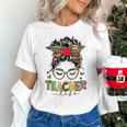 Teacher Life Messy Bun Glasses Leopard Sunflower Unisex T-Shirt, gift for family, gift for coworker Teacher Life Messy Bun Glasses Leopard Sunflower Unisex T-Shirt, gift for family, gift for coworker