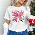 Teaching Is A Work Of Heart Pencil Bow Teacher Valentine Unisex T-Shirt, gift for family, gift for coworker
