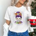 Witchy Teacher Halloween Messy Bun Teacher Bleached Unisex T-Shirt, gift for family, gift for coworker