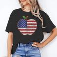 American Flag Teachers Students Apple 4th Of July Vintage Women's T-Shirt, trending gift American Flag Teachers Students Apple 4th Of July Vintage Women's T-Shirt, trending gift