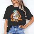 Art Teacher Painting Brushes Retro Pumpkin Ghost Artist Women's T-Shirt, trending gift
