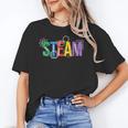 Colorful Steam Letters For Steam Program Teacher And Student Women's T-Shirt, trending gift
