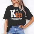 Fall Kindergarten Teacher K Is For Buffalo Plaid Pumpkin Women's T-Shirt, trending gift Fall Kindergarten Teacher K Is For Buffalo Plaid Pumpkin Women's T-Shirt, trending gift