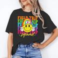 Field Trip Squad Groovy Field Day Smile Face Teacher Tie Dye Women's T-Shirt, Groovy Teacher Gifts, trending gift