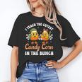 Halloween Teacher Cutest Candy Corn Groovy Spooky Teachers Women's T-Shirt, Groovy Teacher Gifts, trending gift