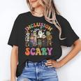 Inclusion Isn't Scary Ghost Mummy Halloween SLP Sped Teacher Women's T-Shirt, trending gift Inclusion Isn't Scary Ghost Mummy Halloween SLP Sped Teacher Women's T-Shirt, trending gift
