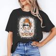 Messy Bun Spooky Teacher Bleached Halloween Teachers Women's T-Shirt, trending gift Messy Bun Spooky Teacher Bleached Halloween Teachers Women's T-Shirt, trending gift