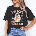 Teacher Halloween Trick Or Teach Floral Ghost Women's T-Shirt, trending gift Teacher Halloween Trick Or Teach Floral Ghost Women's T-Shirt, trending gift