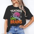 Teachers Love Brains Halloween 2025 Skeleton Costume Women's T-Shirt, trending gift