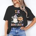 TK Boo Crew Retro Groovy Halloween Floral Ghost TK Teacher Men Women Kids Women's T-Shirt, Groovy Teacher Gifts, trending gift