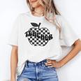 Back To School Checkered Apple Teacher Checkerboard Teacher For Men Women Girls Kids Women's T-Shirt, trending gift
