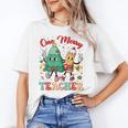 One Merry Teacher Groovy Christmas Tree Pjs Xmas Teacher Women's T-Shirt, Groovy Teacher Gifts, trending gift
