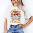 I Teach In My Pajamas Teacher Sunset Bear Retro Women's T-Shirt, trending gift