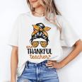 Thanksgiving Shirt Teacher Women Messy Bun Thankful Teacher Women's T-Shirt, trending gift Thanksgiving Shirt Teacher Women Messy Bun Thankful Teacher Women's T-Shirt, trending gift