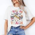 Trick Or Teach Groovy Teacher Halloween Retro Floral Ghost Women's T-Shirt, Groovy Teacher Gifts, trending gift