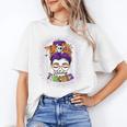 Witchy Teacher Halloween Messy Bun Teacher Bleached Women's T-Shirt, trending gift Witchy Teacher Halloween Messy Bun Teacher Bleached Women's T-Shirt, trending gift