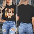 First Grade Fall Floral Coquette Bow Teachers Students Women's T-Shirt, First Grade Teacher Gifts, funny design