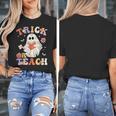 Groovy Halloween Trick Or Teach Retro Floral Ghost Teacher Women's T-Shirt, Groovy Teacher Gifts, funny design Groovy Halloween Trick Or Teach Retro Floral Ghost Teacher Women's T-Shirt, Groovy Teacher Gifts, funny design