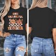 One Thankful Teacher Fall Leaves Thanksgiving Retro Women's T-Shirt, funny design