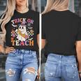 Retro Floral Ghost Trick Or Teach Groovy Teacher Halloween Women's T-Shirt, Groovy Teacher Gifts, funny design Retro Floral Ghost Trick Or Teach Groovy Teacher Halloween Women's T-Shirt, Groovy Teacher Gifts, funny design