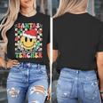 Santas Favorite Teacher Retro Groovy Smile Face Christmas Women's T-Shirt, Groovy Teacher Gifts, funny design