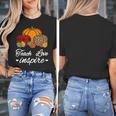 Teach Love Inspire Autumn Fall Plaid Leopard Pumpkin Teacher For Men Women Kids Women's T-Shirt, funny design