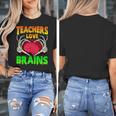 Teacher Teachers Love Brains Skeleton Hand Heart Halloween Women's T-Shirt, funny design