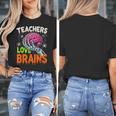 Teachers Love Brains Halloween 2025 Skeleton Costume Women's T-Shirt, funny design