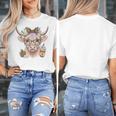 Cute Floral Highland Cow Back To School For Women Teacher Women's T-Shirt, funny design Cute Floral Highland Cow Back To School For Women Teacher Women's T-Shirt, funny design