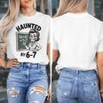 Haunted 67 Skeleton Math Teacher Halloween Costume Math Pun Women's T-Shirt, funny design