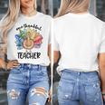 One Thankful Teacher Turkey Pencil Thanksgiving Teachers Women's T-Shirt, funny design