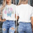 Preppy Fifth Grade Teacher Blue Floral Coquette Pencil Bow Women's T-Shirt, funny design