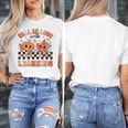 Retro Fall In Love With Learning Autumn Pumpkin Teacher Women's T-Shirt, funny design