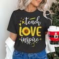 Back To School Teach Love And Inspire Teacher Sunflower Women's T-Shirt, gift for family, gift for coworker