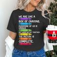 Back To School Teacher We Are Like A Box Of Crayons Women's T-Shirt, gift for family, gift for coworker Back To School Teacher We Are Like A Box Of Crayons Women's T-Shirt, gift for family, gift for coworker