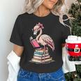 Book Lover Cute Flamingo Reading Teacher Librarian Women Women's T-Shirt, gift for family, gift for coworker