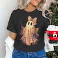 Coquette Music Note Patchwork Ghost Music Teacher Halloween Women's T-Shirt, gift for family, gift for coworker