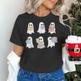 Cute Boo Ghost Reading Books Halloween Librarian Teacher Kid Women's T-Shirt, gift for family, gift for coworker