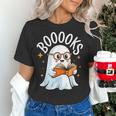 Cute Ghost Reading Book Librarian Teacher Halloween Costume Women's T-Shirt, gift for family, gift for coworker