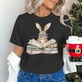 Cute Reading Bunny Glasses Books Bookworm Reader Teacher Women's T-Shirt, gift for family, gift for coworker