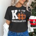 Fall Kindergarten Teacher K Is For Buffalo Plaid Pumpkin Women's T-Shirt, gift for family, gift for coworker Fall Kindergarten Teacher K Is For Buffalo Plaid Pumpkin Women's T-Shirt, gift for family, gift for coworker