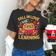 Fall In Love With Learning Pumpkin Thanksgiving Teacher Fall Women's T-Shirt, gift for family, gift for coworker