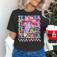 Groovy Teacher Cute Coquette Bow Flower Retro Back To School Women's T-Shirt, Groovy Teacher Shirts, gift for family, gift for coworker