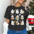 Halloween Ghost Music Teacher Playing Instruments Women's T-Shirt, gift for family, gift for coworker