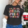 Hello Pre-K Back To School Teacher Student Fun Graphic Tee Women's T-Shirt, gift for family, gift for coworker Hello Pre-K Back To School Teacher Student Fun Graphic Tee Women's T-Shirt, gift for family, gift for coworker