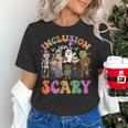Inclusion Isn't Scary Ghost Mummy Halloween SLP Sped Teacher Women's T-Shirt, gift for family, gift for coworker Inclusion Isn't Scary Ghost Mummy Halloween SLP Sped Teacher Women's T-Shirt, gift for family, gift for coworker
