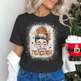 Messy Bun Spooky Teacher Bleached Halloween Teachers Women's T-Shirt, gift for family, gift for coworker Messy Bun Spooky Teacher Bleached Halloween Teachers Women's T-Shirt, gift for family, gift for coworker