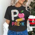 P Is For Pre K Teacher Student Pencil Apple Back To School Women's T-Shirt, gift for family, gift for coworker P Is For Pre K Teacher Student Pencil Apple Back To School Women's T-Shirt, gift for family, gift for coworker
